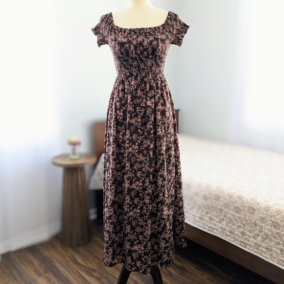 NWOT Off Shoulder Floral Maxi Dress Spring Cottagecore Festival Boho Western XS - Picture 2 of 16